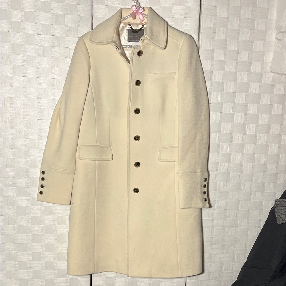 J. Crew Cream Single-Breasted Wool Pea Coat
